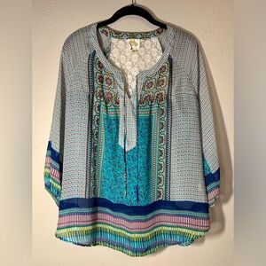 fig and flower Boho Printed Tunic